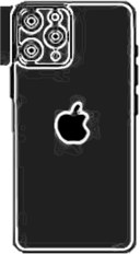 A drawing of an apple logo on the back of a phone.