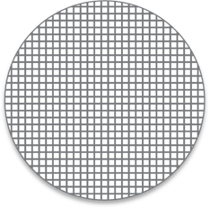 A white circle with a green background