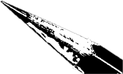 A black and white image of an arrow.